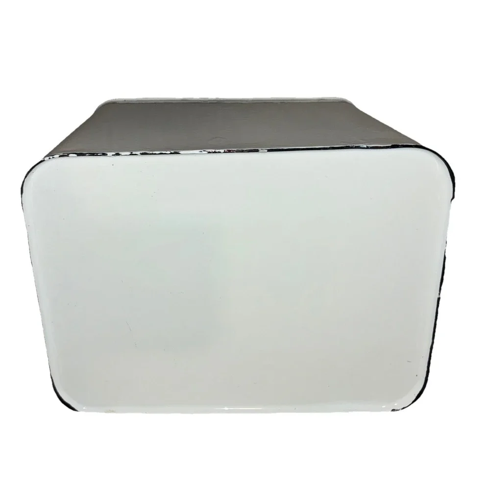 Bread‎ Box Enamelware Metal Bin White Retro Shabby Chic Farmhouse 11x9x7.5